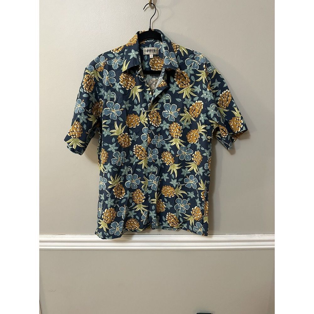 Vintage Campia Mens Short Sleeve Button Down Pineapple Hawaiian Print Size M
